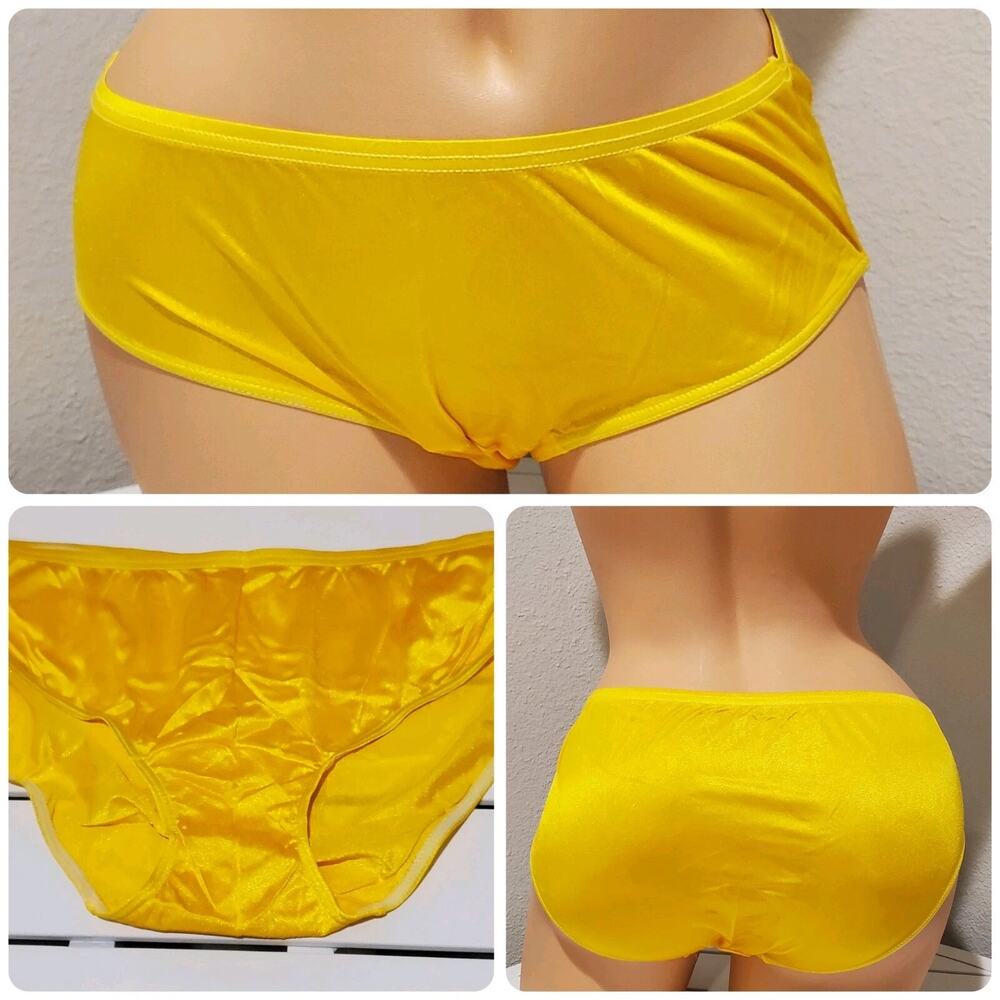 Shadowline 11032 Bikini Panty Shiny Nylon Full Cut Silky Carnation Yellow